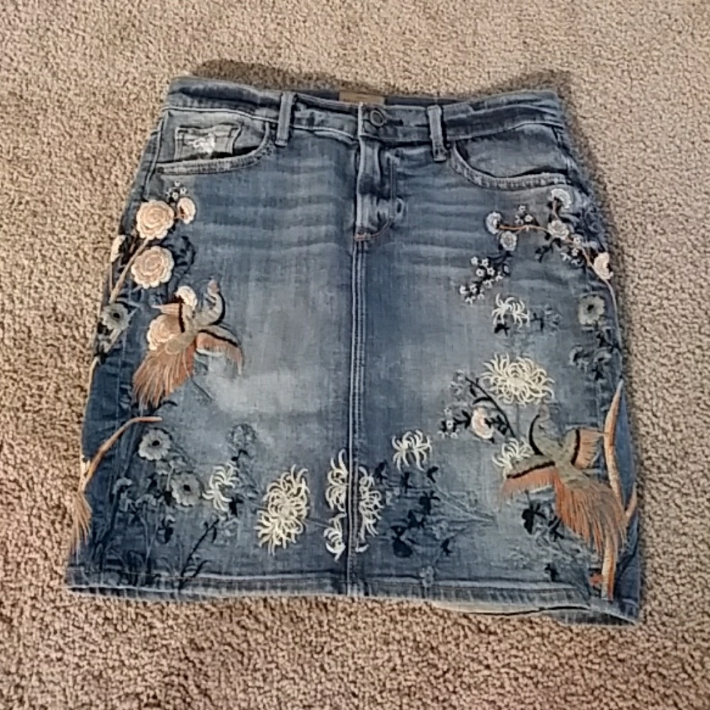 Embroidered Denim Skirt